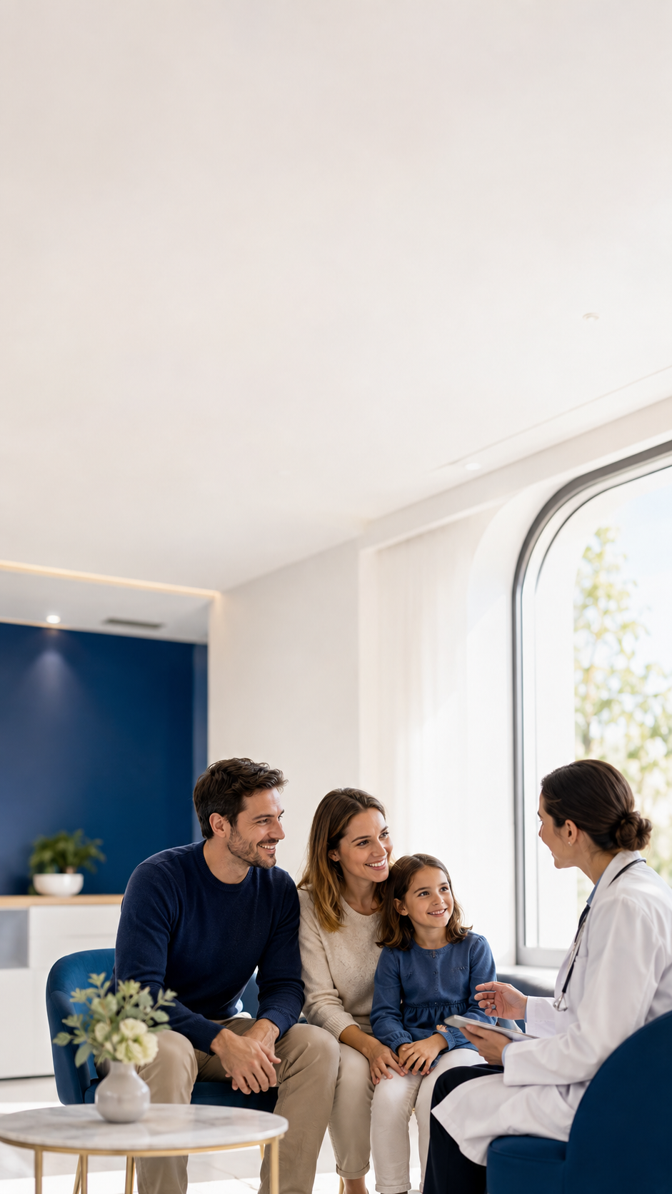 Family receiving professional healthcare guidance